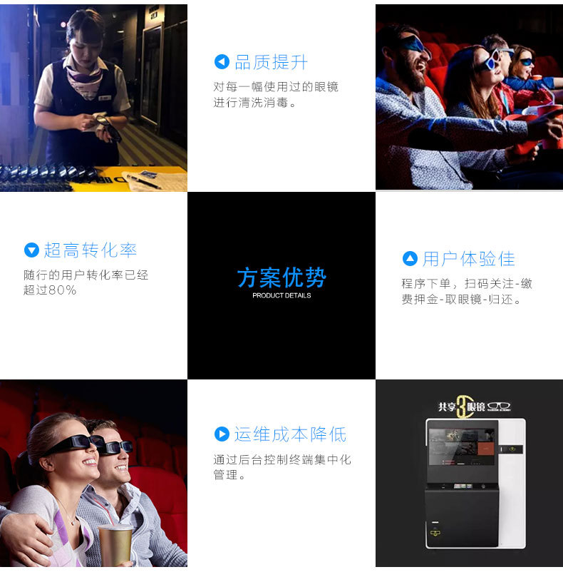 共享3D電影眼鏡APP小程序公眾號解決方案開發(fā)下單掃碼取鏡歸還